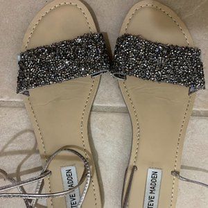 Steve Madden Metallic Silver Strappy Sandals